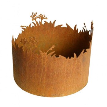 Edelrost Pflanzring Dekor Blumenwiese