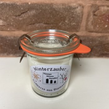 Duftkerze aus recycelter Biomasse im WECK Glas mit Deckel, Duft Winterzauber