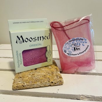 Naturseife Oriental + Seifenschale + Seifensäckchen