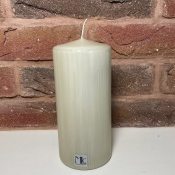 MLC Stumpenkerze farbig grau-beige Höhe 15cm