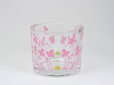 Teelichtglas Jumbo Blumenwiese farbig pink