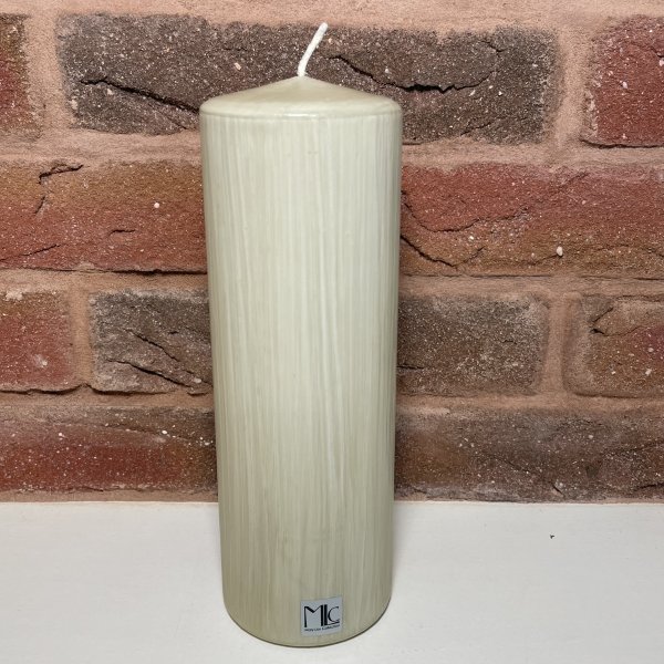 MLC Stumpenkerze farbig grau-beige Höhe 20cm