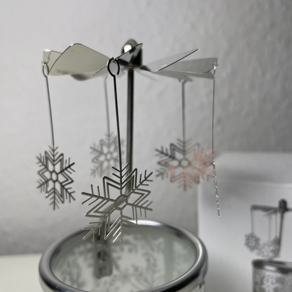 Teelicht Karussell, Schneeflocken-Motiv